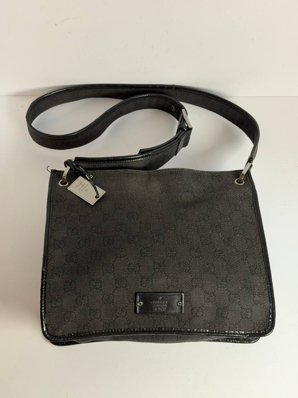 Gucci GG Black Monogram Canvas Crossbody Messenger Bag